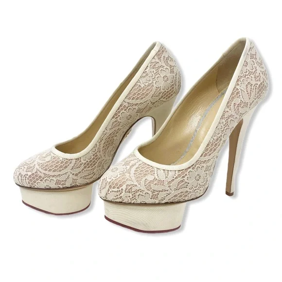 Charlotte Olympia Polly Pumps Lace Platform 6.5 - Picture 2 of 16